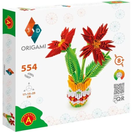 Origami 3D virág, papírhajtogatós építőjáték