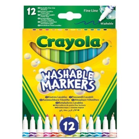 Crayola: Lemosható, 12 db-os vékonyhegyű filctoll készlet